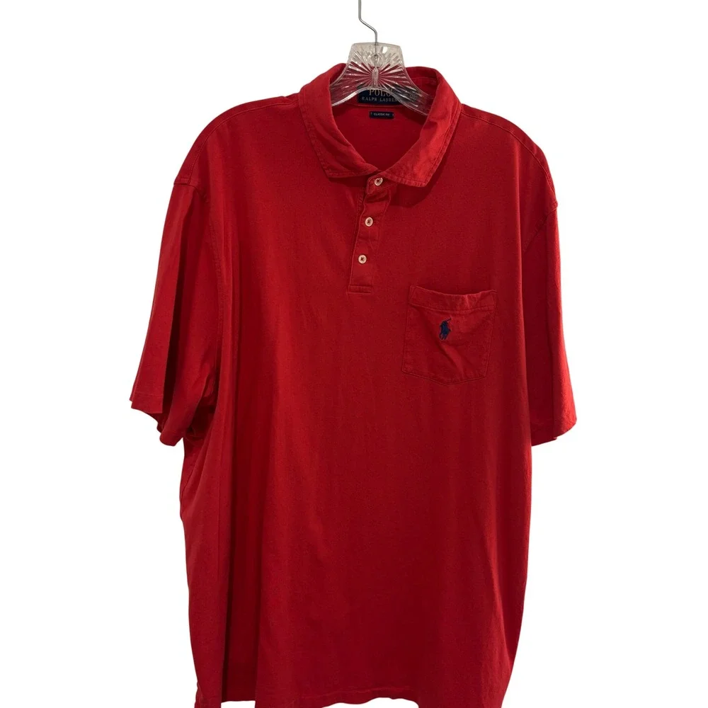 Polo Ralph Lauren Red Polo Shirt Mens XL Classic Fit Short Sleeve Chest Pocket